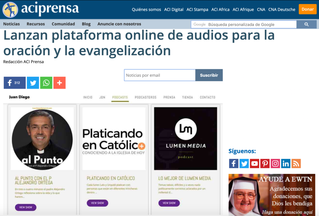Juan Diego Network en Aciprensa