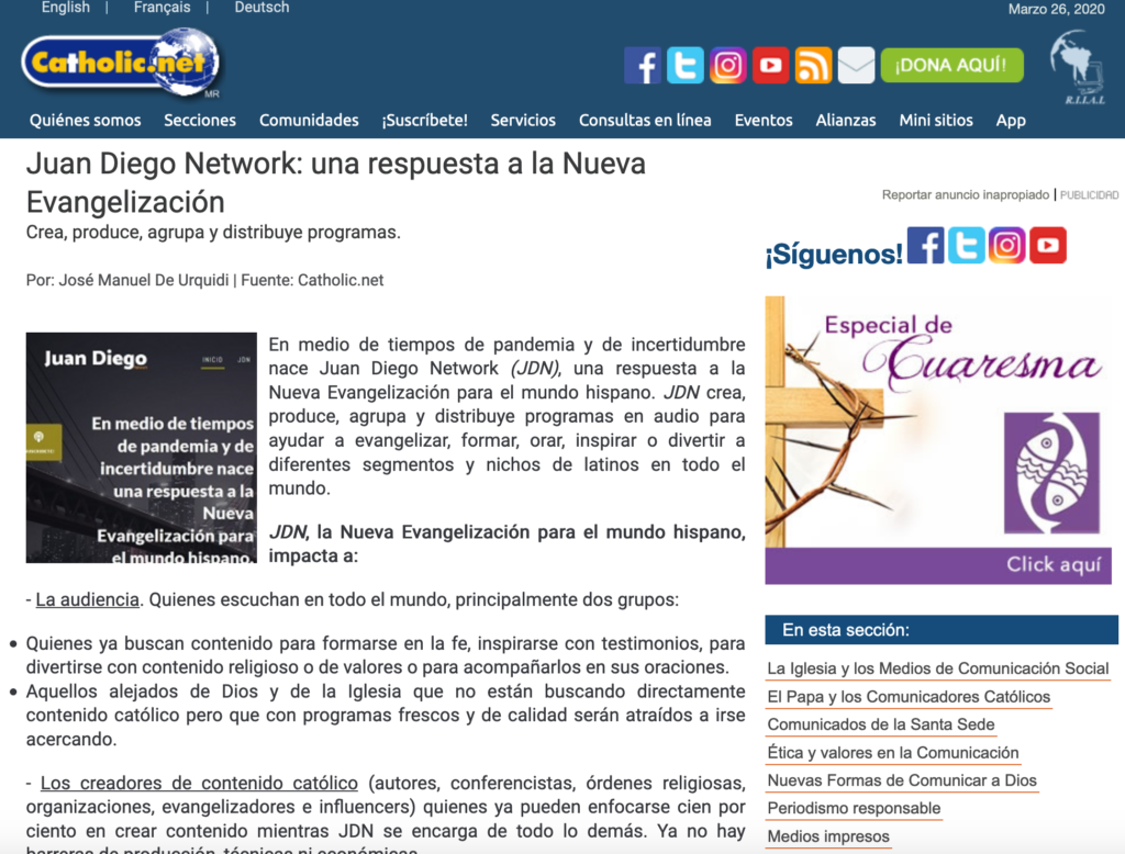 Juan Diego Network en Catholic.net